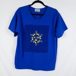 Cover Charge Celestial Sun T-Shirt Womens XL? Whimsigoth Witchy Hippie Blue